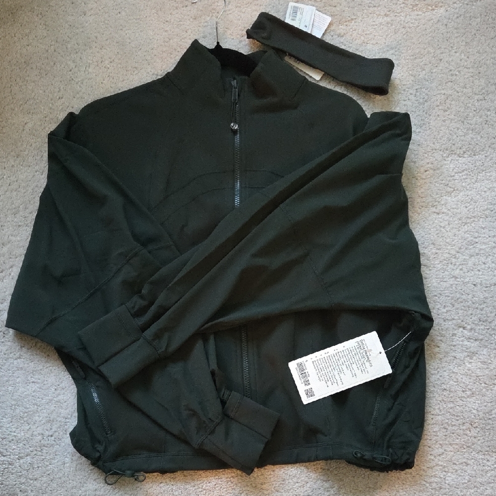 Lululemon Relaxed Define Jacket 6 NWT Rainforest Green With Luxtreme Headband